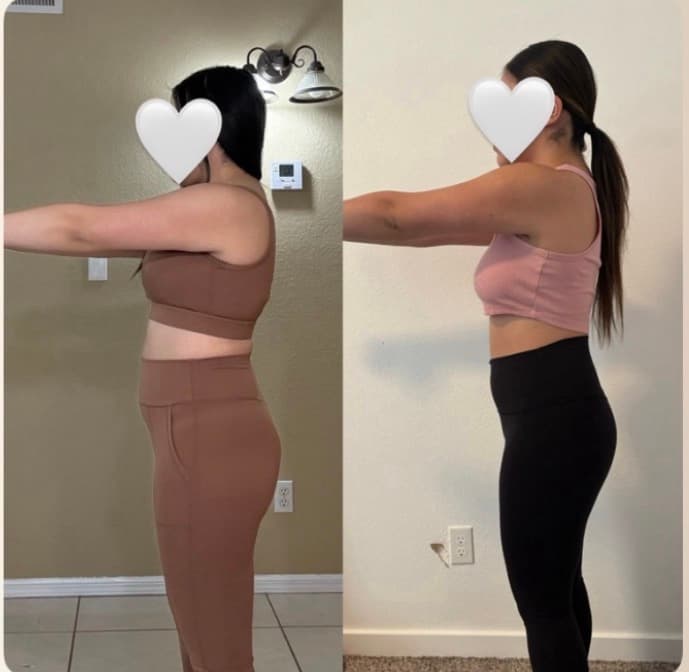 Client before-and-after transformation, side profile